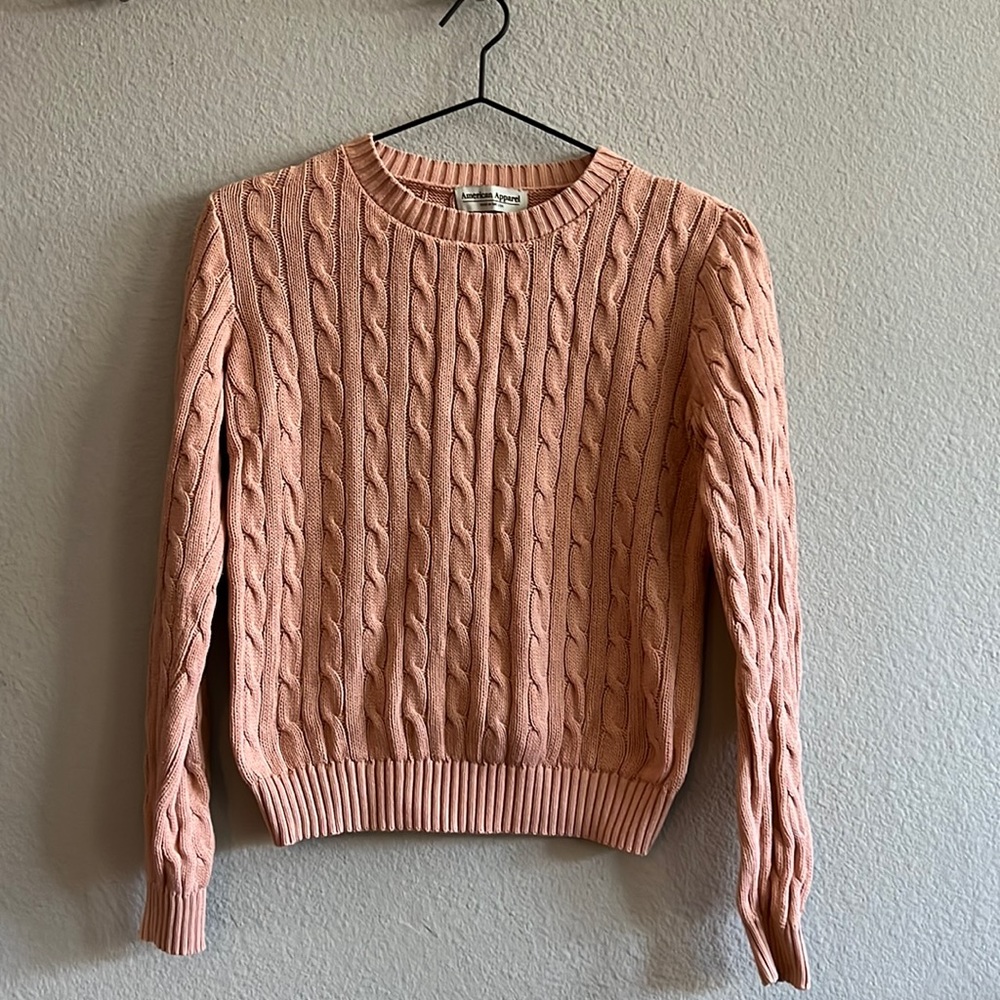 American Apparel cable sweater in vintage pink